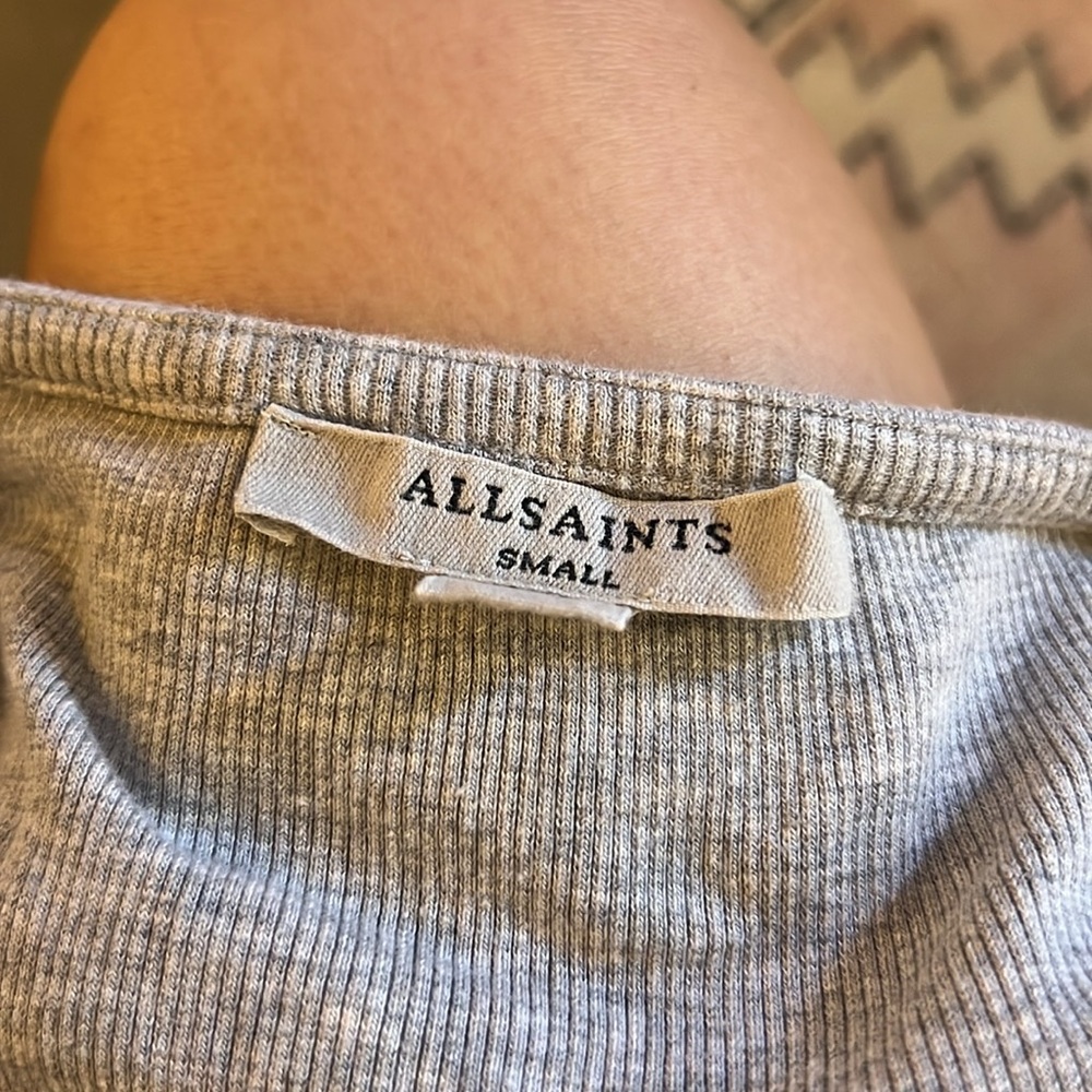All Saints Gray Ribbed Top - Picture 3 of 3